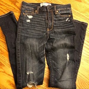 A&F distressed jeans super skinny high rise